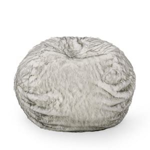 Upson White and Gray Short Faux Fur 5-Foot Bean Bag