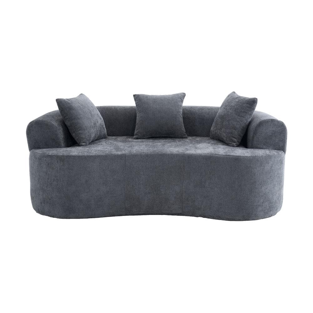 Crescent Modern Low-Back Sofa 79 in. Wide Pillow Top Arms Chenille Curved No Assembly Required Sofa in Grey price history on PriceWatchPro