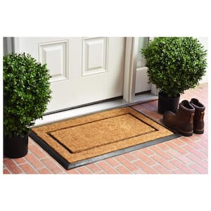A1 Home Collections A1HC Flock Beige 24 in. x 39 in. Natural Coir  Thin-Profile Non-Slip Durable Large Outdoor Monogrammed D Door Mat  200021-BR-FL-D - The Home Depot