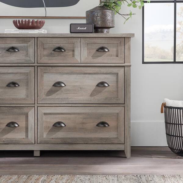 Walker Edison Furniture Company Farmhouse Grey Wash 6-Drawer 52 in. W  Dresser with Faux Double Drawers HD10038 - The Home Depot