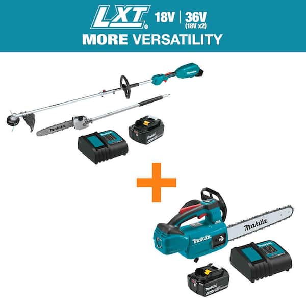 18V LXT Brushless Power Head Kit w/String Trimmer & Pole Saw Attachments 4. 0Ah with bonus 12 in. LXT 18V Chainsaw Kit