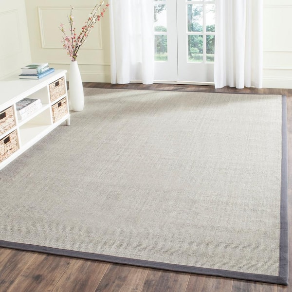 Natural Fiber Marble/Gray 8 ft. x 8 ft. Square Border Area Rug