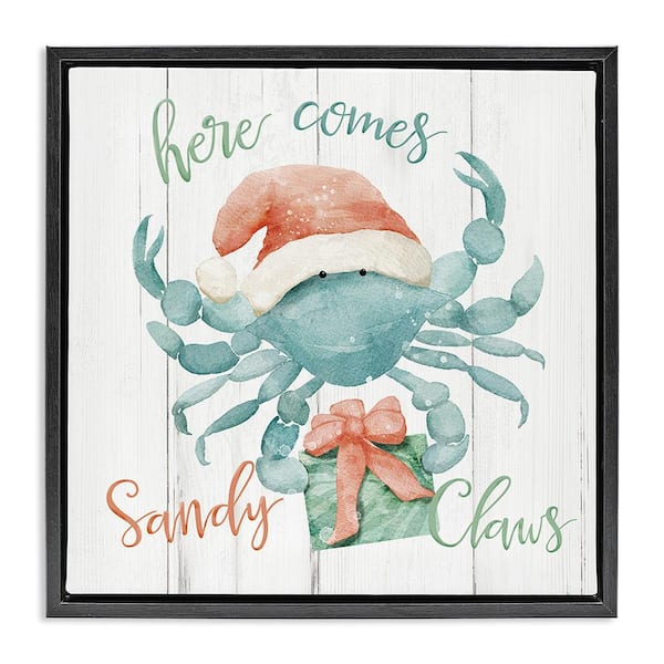 Stupell Industries Nautical Sandy Crab by Deane Beesley 1-Piece Floater Frame Graphic Print Typography Poster Art Print 18 in. x 18 in.