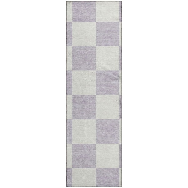 Mayfield Premium Machine Washable Abstract AMF2345 Lavender 2 ft. x 7 ft. Runner Rug