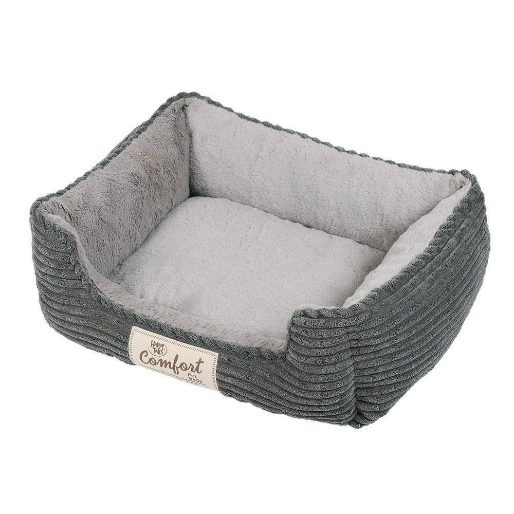 Happy Tails Corduroy 21 in. x 17 in. Small Cuddler Gray 39095 The Home Depot