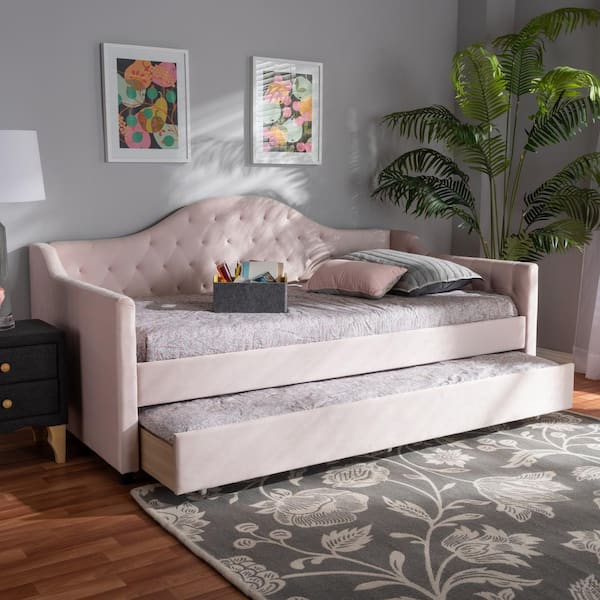 Perry Light Pink Twin Trundle Daybed
