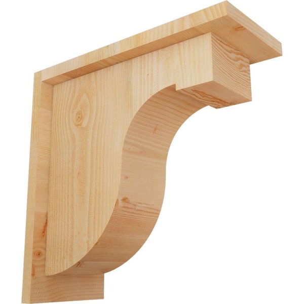 Ekena Millwork 6 in. x 14 in. x 14 in. Douglas Fir Del Monte Rough Sawn Corbel with Backplate