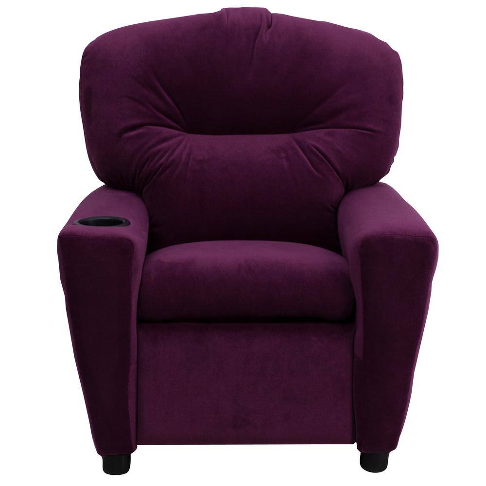 Lilac Dreams Purple Microfiber Kids Recliner with Cup Holder