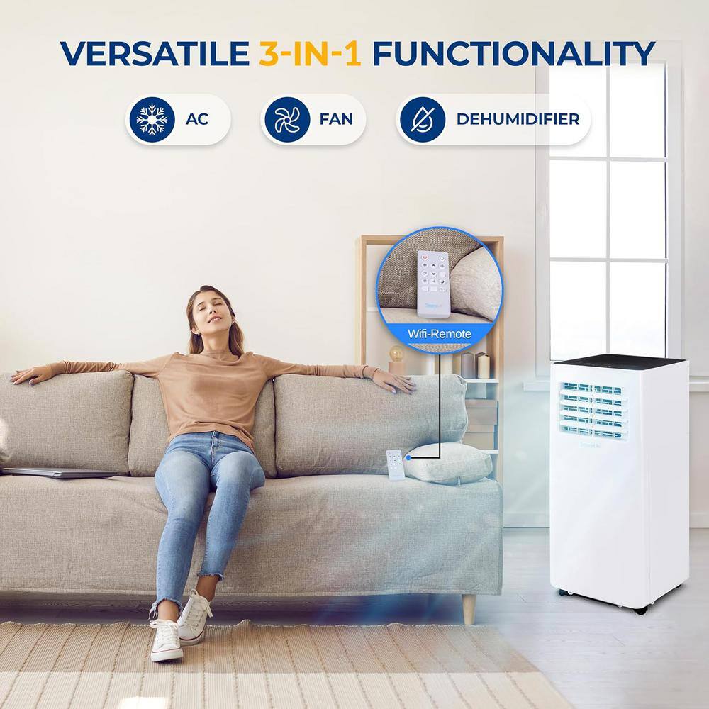 SereneLife 8,000 BTU White Portable Air Conditioner with Remote