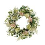 24 in. Artificial Hydrangea and Dogwood Floral Spring Wreath