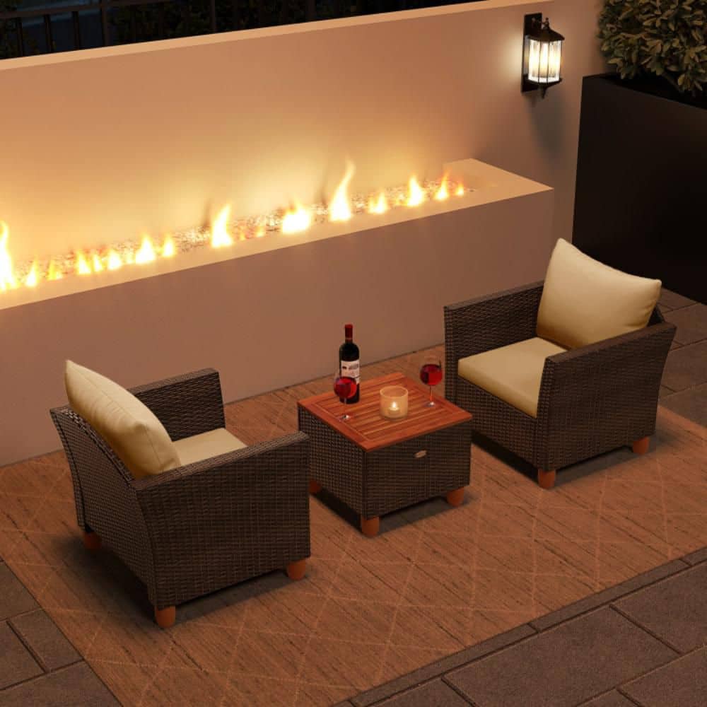 Madrid Fire Pit Table 5 pcs Set - brown Madrid Fire Pit Table 5 pcs Set - brown