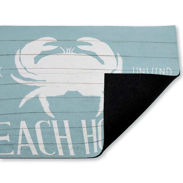 Beach House Entry Crab Blue 18 in. x 30 in. Polyester Non-Slip Outdoor Door Mat