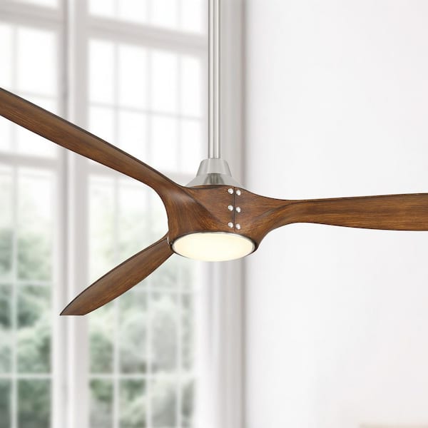 Pierce-65 65 in. Smart Indoor Brushed Nickel Low Profile Ceiling Fan with Integrated LED, Remote Control Included