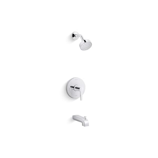 KOHLER Pitch Lever 1-Handle Tub and Shower Trim in Polished Chrome (Valve Not Included)