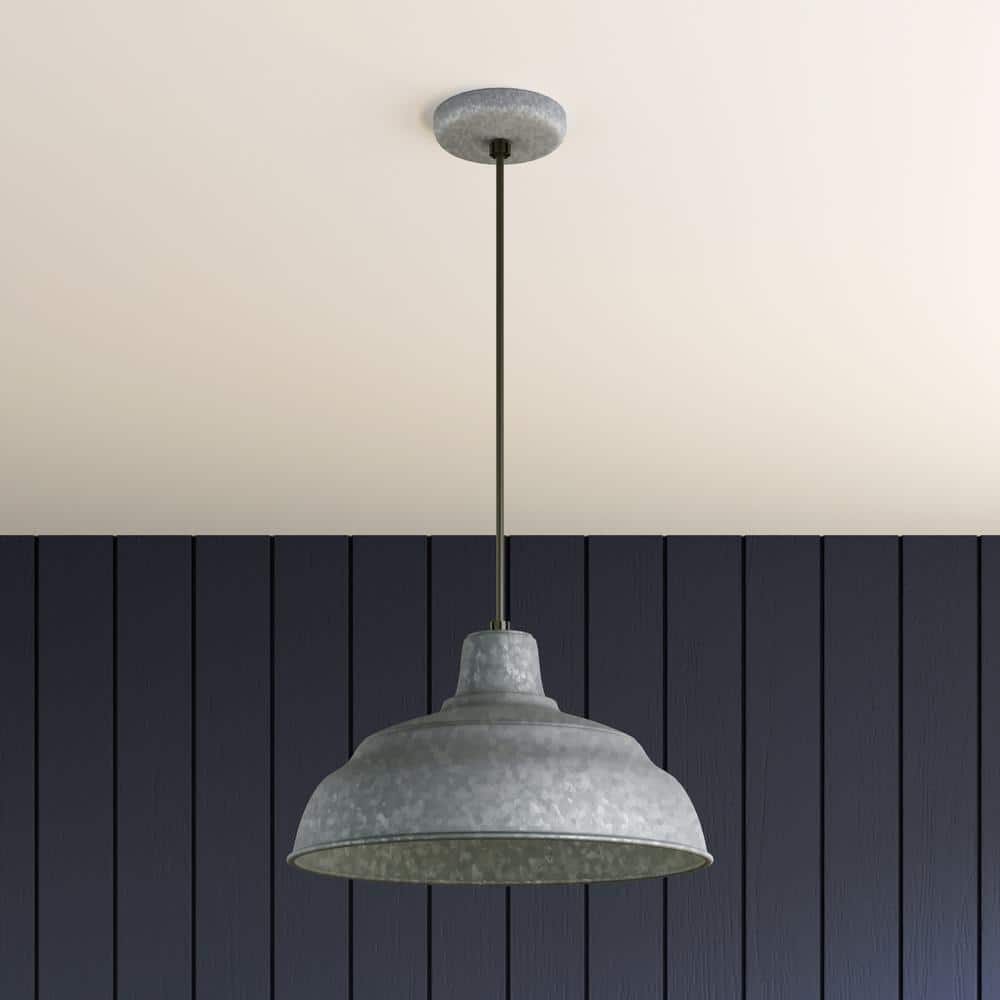 Galvanized Silver Chrome 14" Bowl Pendant Light