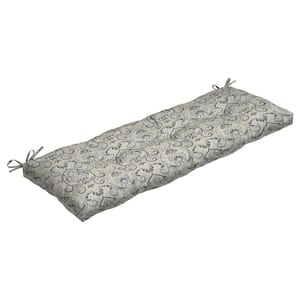 48 in. x 18 in. Neutral Aurora Damask Rectangle Outdoor Bench Cushion