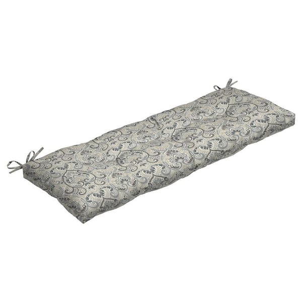 ARDEN SELECTIONS 48 in. x 18 in. Neutral Aurora Damask Rectangle Outdoor Bench Cushion