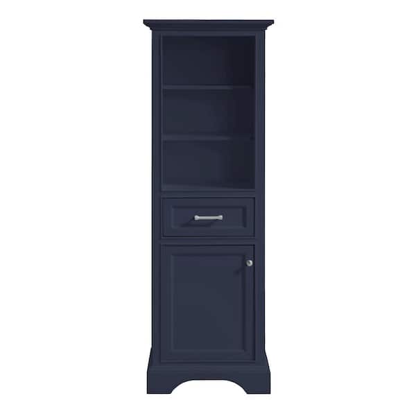 Home Decorators Collection Windlowe 22 in. W x 16 in. D x 65 in. H Blue Freestanding Linen Cabinet