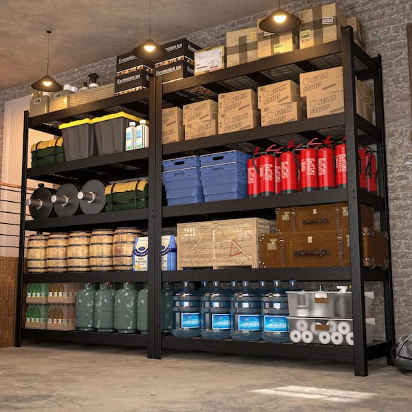 5-Shelf Heavy Duty Metal Garage Storage Shelving Unit in Black (81 in. H x 60 in. W x 24 in. D)