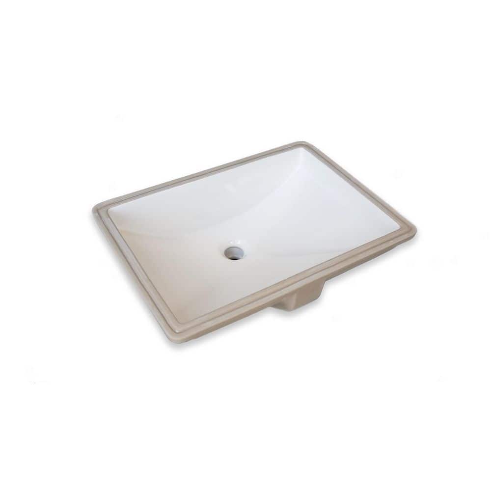 Bisque Ceramic Rectangular Undermount Bathroom Sink with Overflow