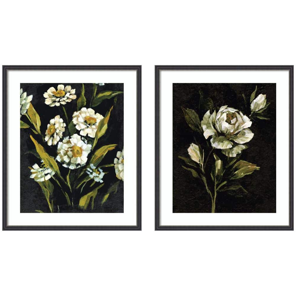 "2-Piece Stylish ""Moody Floral 1 and 2"" by Annie Quigley Flowers Framed Art Print Set 25 in. x 44 in." price history on PriceWatchPro