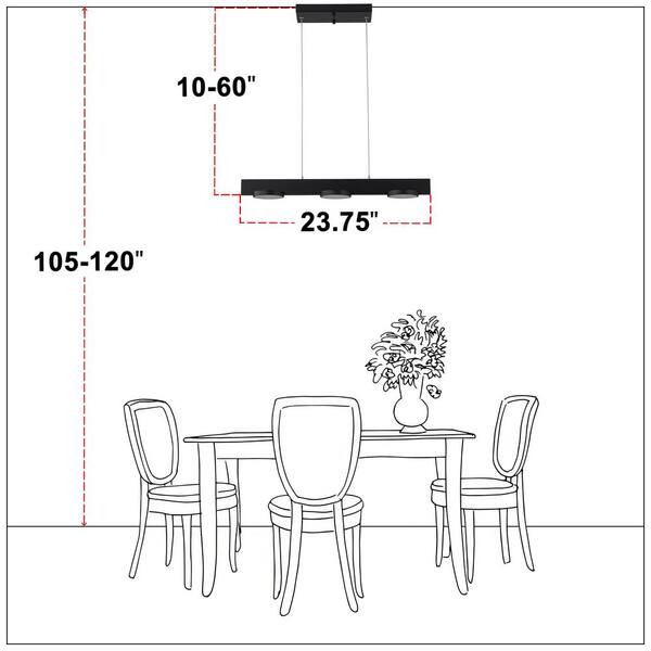 Laplusbelle 3-Light 10-Watt Black Modern Aluminum Dimmable