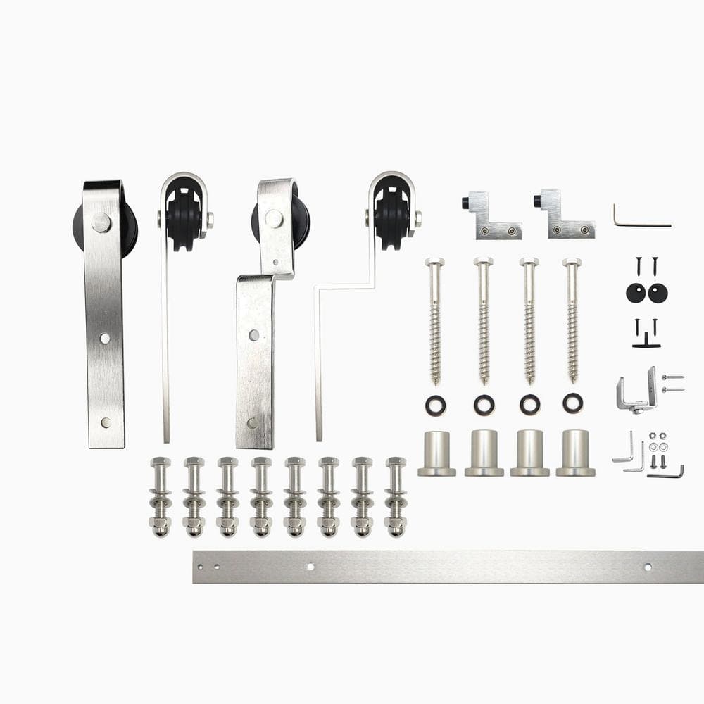 5.5 ft./66 in. Brushed Nickel Single Track Bypass Sliding Barn Door Track and Hardware Kit for Double Doors price history on PriceWatchPro