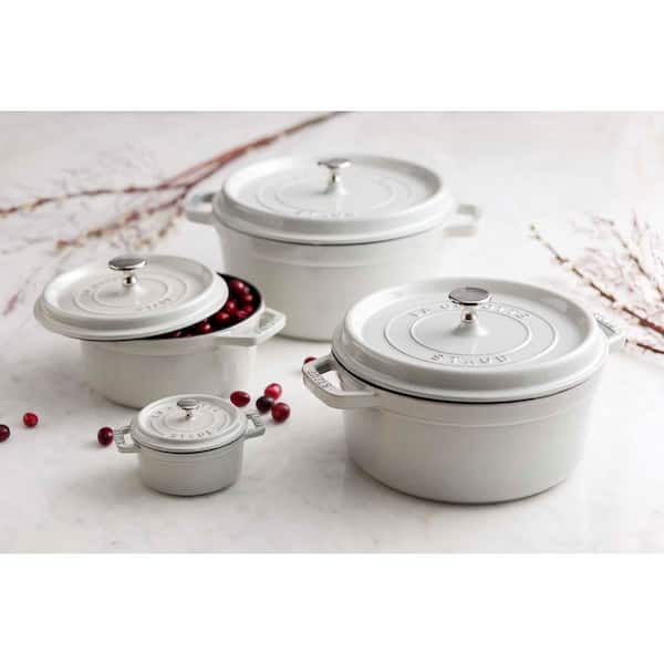 Staub Cast Iron 2.75 qt. Round Cocotte Dutch Oven - White Truffle