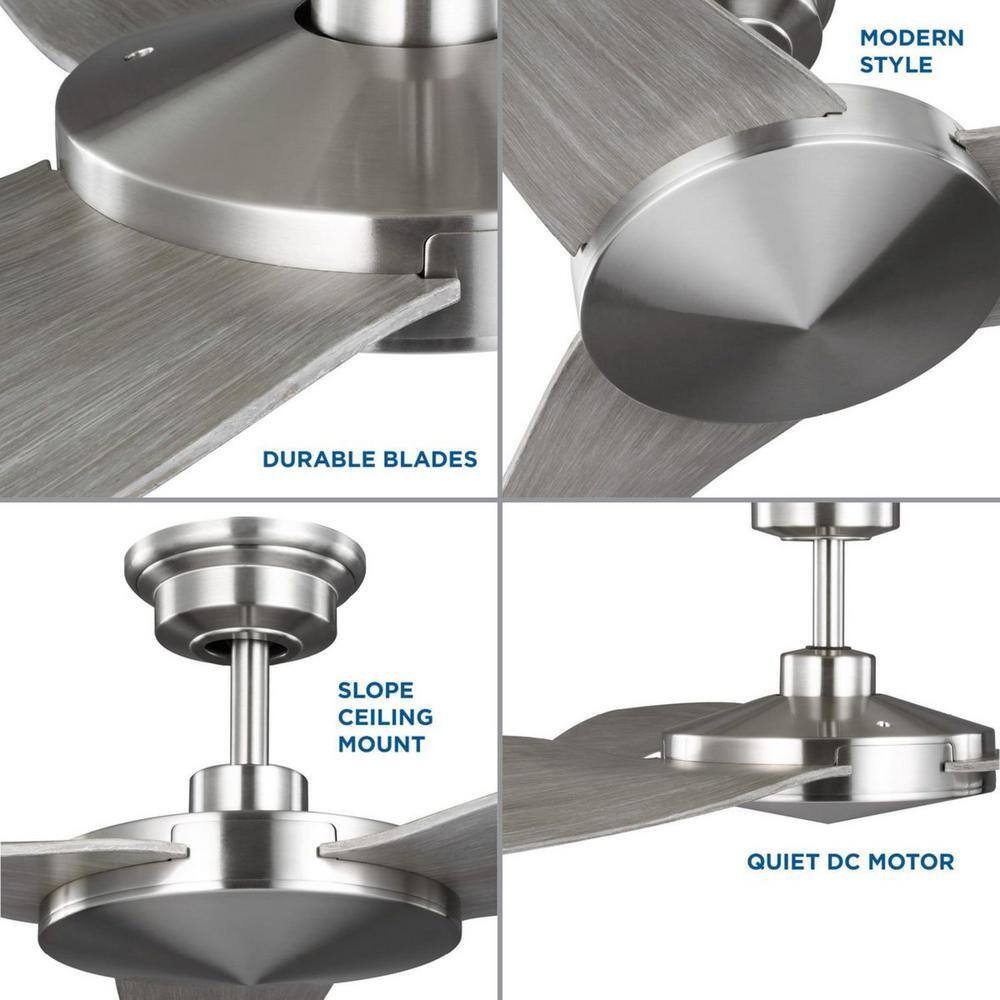 Spicer 54" Brushed Nickel Low Profile Ceiling Fan with Remote