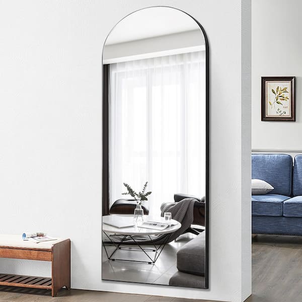 Modern Arched Shape Framed Black, Standing Floor Mirror Home Depot