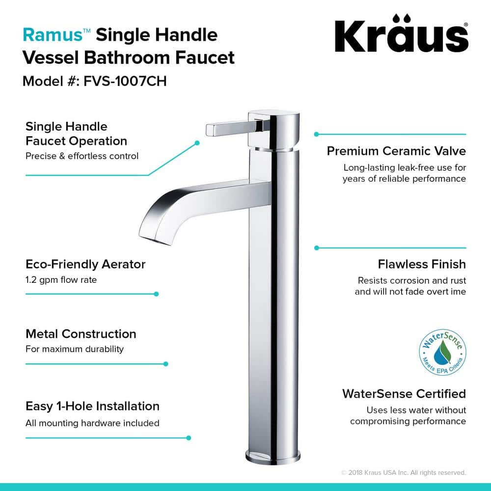 Sleek Satin Nickel Single Lever Vessel Faucet in Chrome