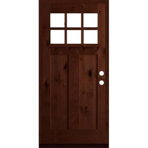 Krosswood Doors 36 In X 80 In Craftsman Knotty Alder Clear Low E 6 Lite Red Mahogony Stain Wood Left Hand Single Prehung Front Door Phed Ka 550 30 68 134 Lh Rm The Home Depot