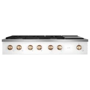 48 in. Gas Cooktop in Matte White with 6 Burners