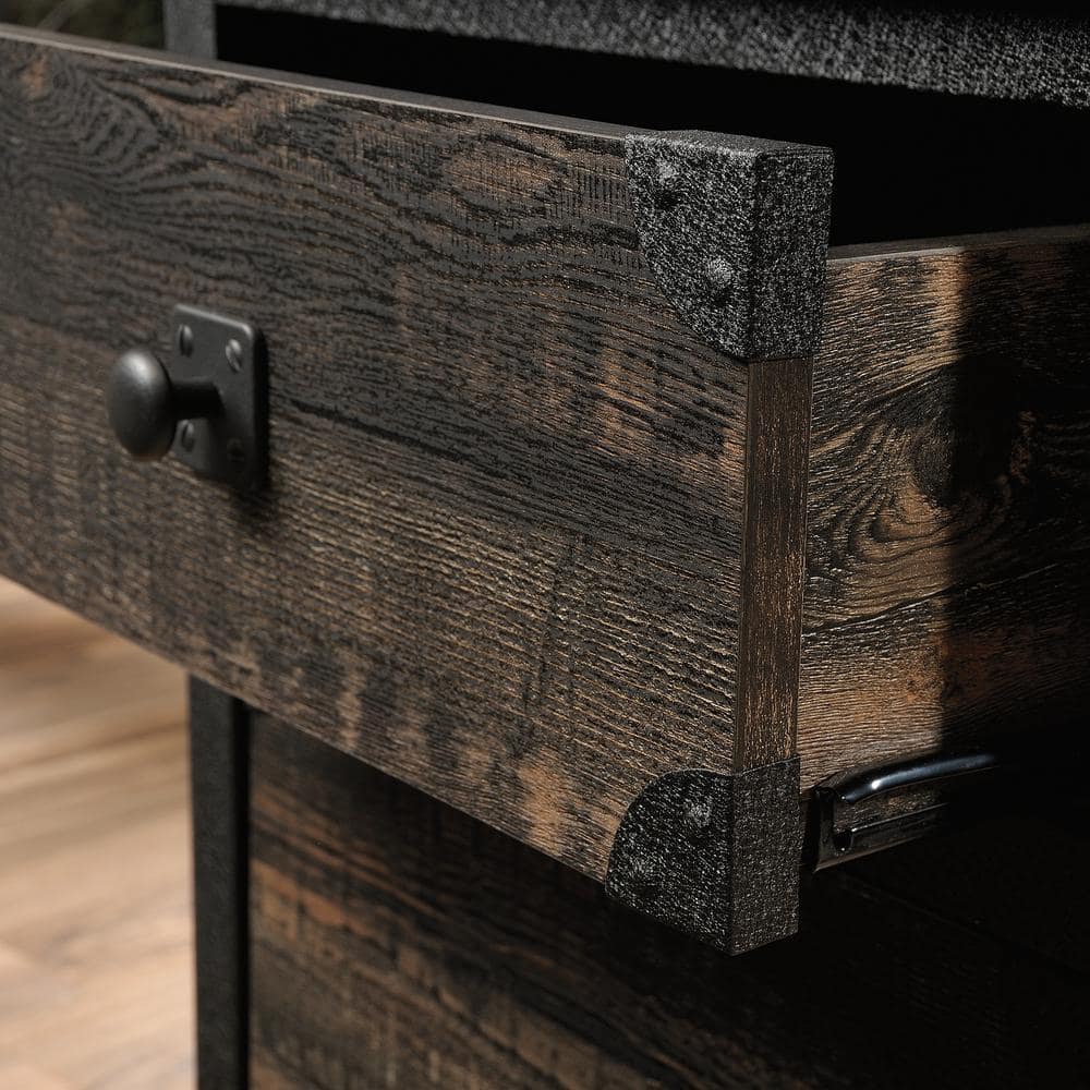 Carbon Oak 2-Drawer Mobile Pedestal with Powder-Coated Metal Frame