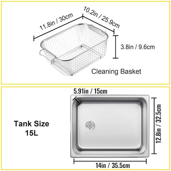 Stainless Steel Basket for Ultrasonic Cleaner | FOR 1-1/2 GAL | 9 x 5 x  3-1/8
