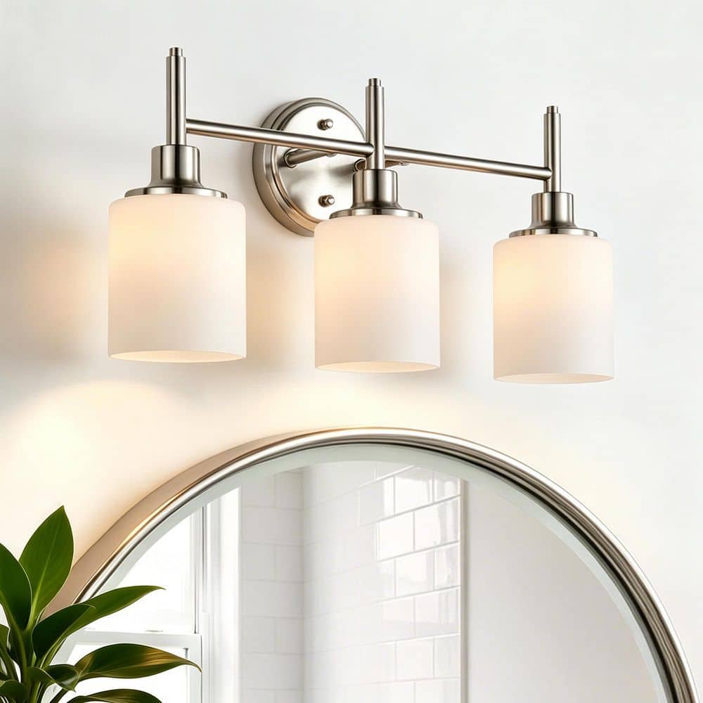 Edvivi 21 in. 3-Light Brushed Nickel Modern Hardwired Bathroom