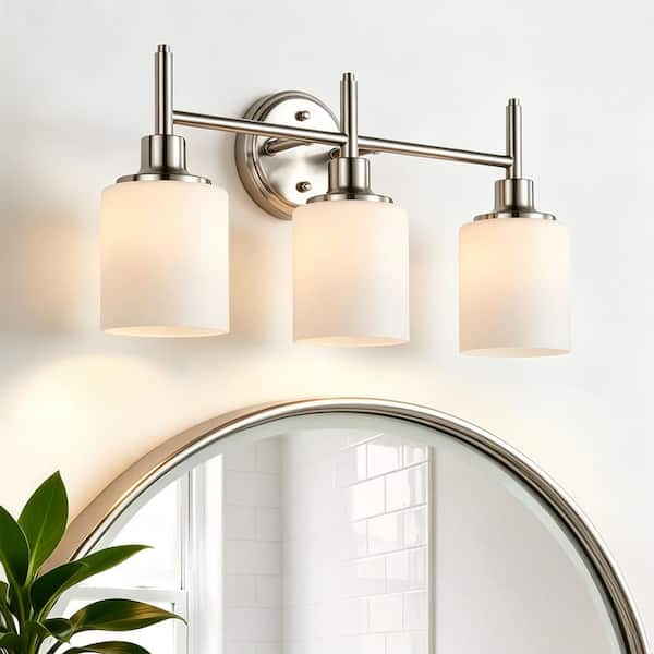 Edvivi 21 in. 3-Light Brushed Nickel Modern Hardwired Bathroom
