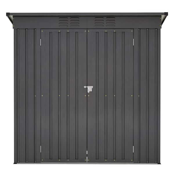 6 ft. W x 4 ft. D Black Outdoor Metal Storage Shed with Hinged Door, Punched Vents, and Robust Construction, 24 sq. ft.