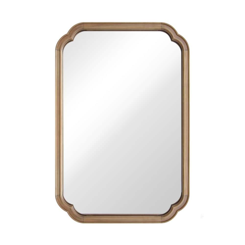 Natural Wood Rectangular Arch Wall Mirror 24" x 36"