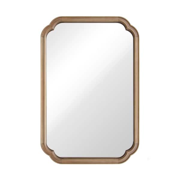 WallBeyond 24 in. W x 36 in. H Medium Natural Pine Wood Wall Mirror - French Country