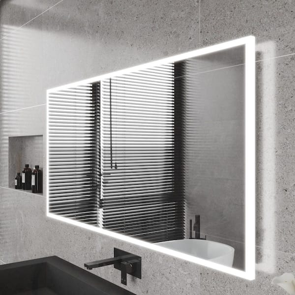 Bianca 60 in. W x 30 in. H Rectangular Frameless LED Light Wall-Mount Bathroom Vanity Mirror in Clear