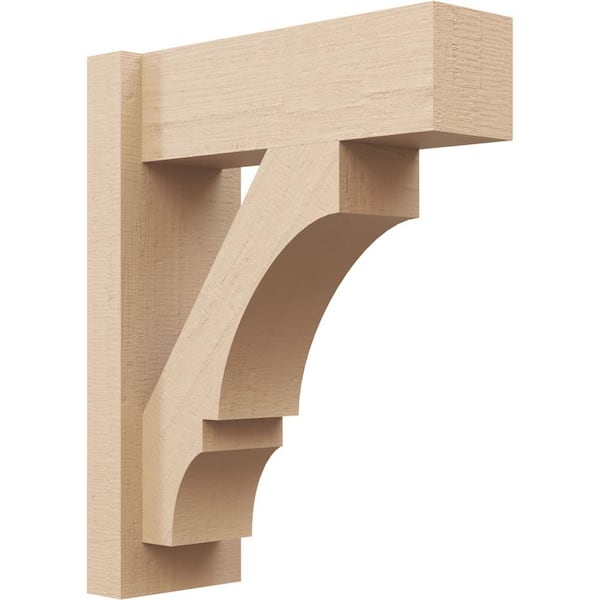 Ekena Millwork 6 in. x 20 in. x 16 in. Balboa Block Rough Cedar Woodgrain Timberthane Polyurethane Outlooker, Primed Tan