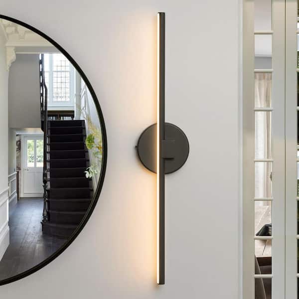 LLHZSY 24 in. Matte Black Dimmable Modern Integrated LED Linear Vanity Light Bar for Bathroom