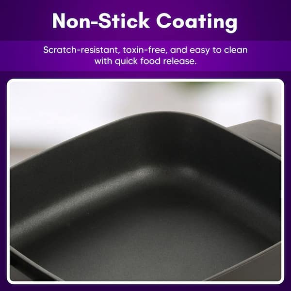 Static Ele Elite Cuisine EG688 8 in. Non-Stick Electric Skillet with Tempered ...