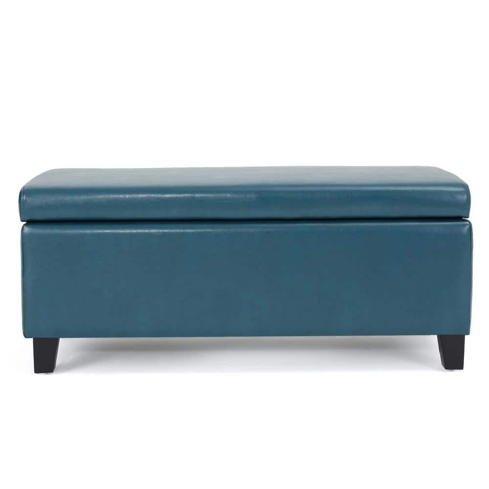 Breanna Teal Leather Storage Ottoman price history on PriceWatchPro