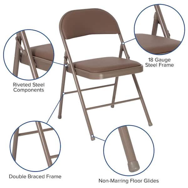 Beige Metal Stackable Folding Chairs SC004X001A - The Home Depot