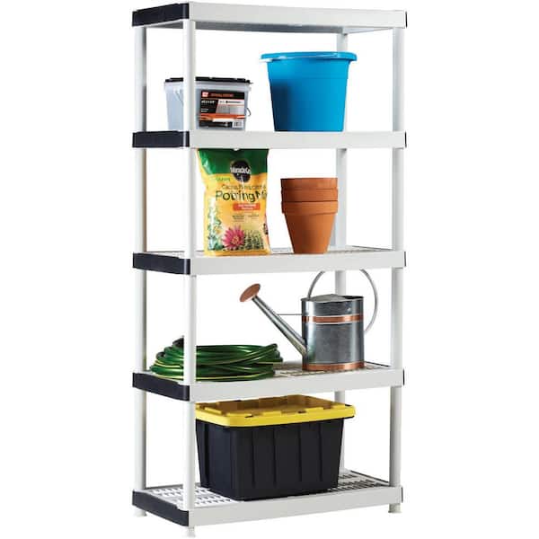 HDX - 5-Tier Easy Assembly Multi-purpose Plastic Garage Storage Shelving Unit in Gray (36 in. W x 72 in. H x 18 in. D)