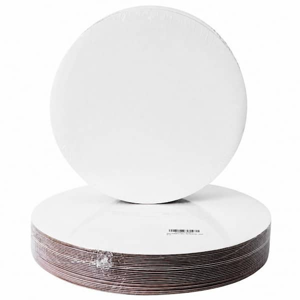 25 Pack 10 in. Round White Disposable Corrugated Cake Boards for Display
