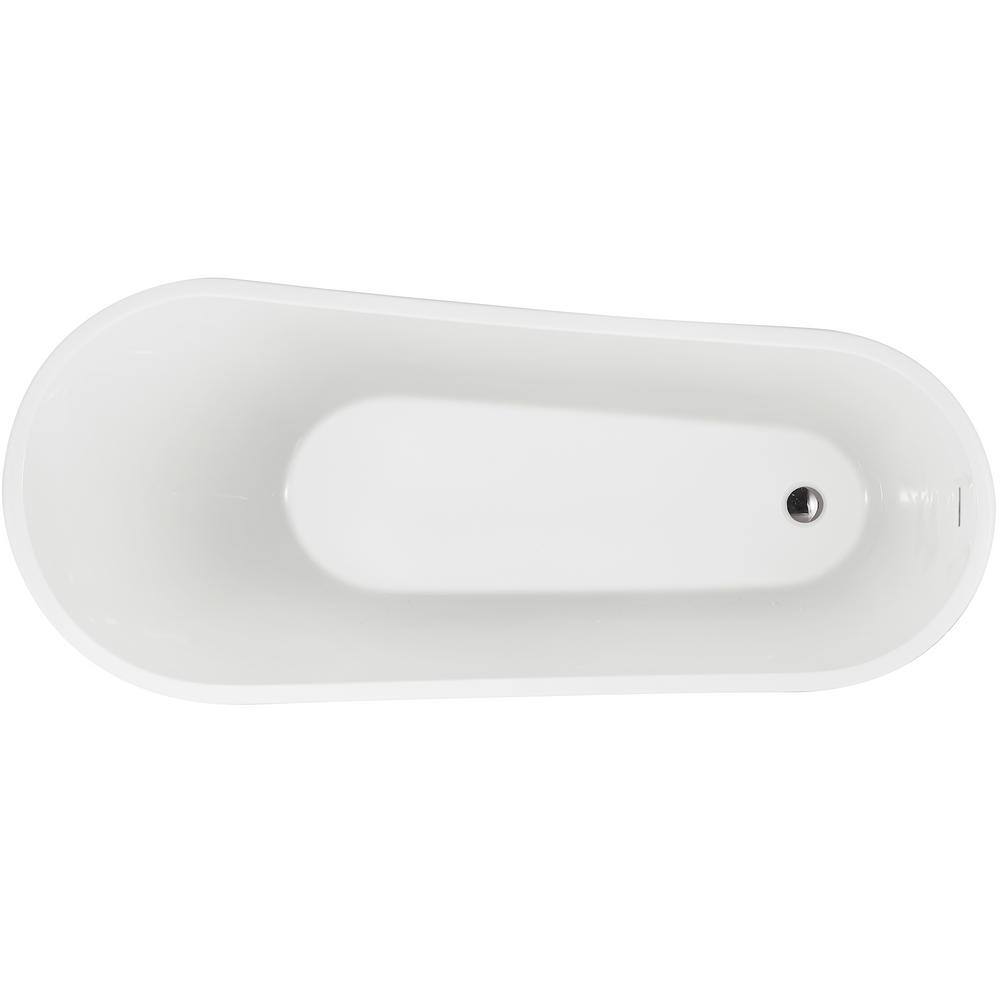 67" White Acrylic Freestanding Soaking Bathtub