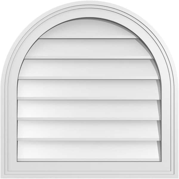 Ekena Millwork 22 in. x 22 in. Round Top White PVC Paintable Gable Louver Vent Non-Functional